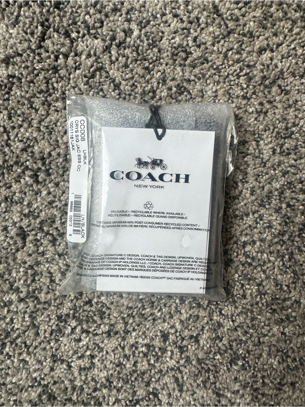 Coach Black Crystal Signature Jacquard Essential Card Case Wallet - New - Picture 7 of 9